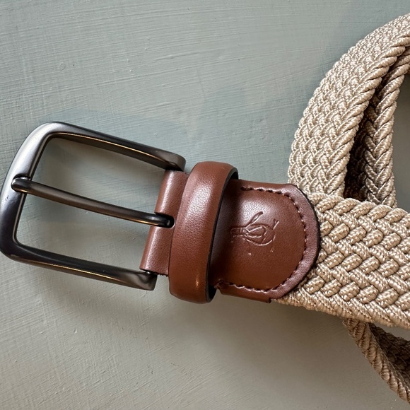 Penguin Men Braided Belt Genuine Brown Leather S 32 Elastic (BL005) - Picture 2 of 4